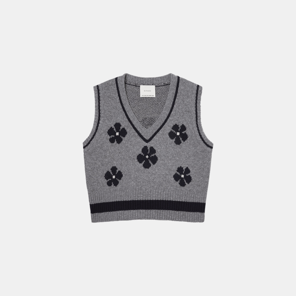 SKN 2014 Wool Blend Jacquard Knit Vest_Gray