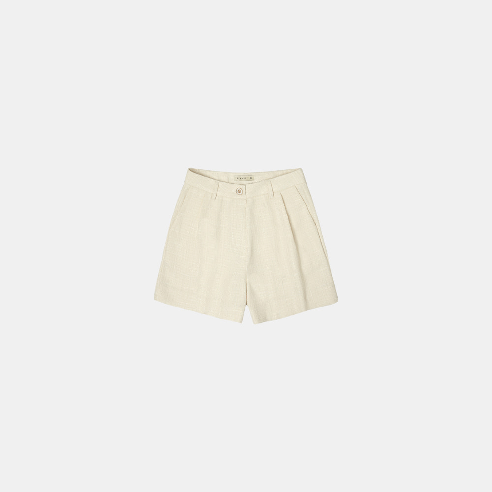 SIPT7049 summer tweed shorts_Ivory