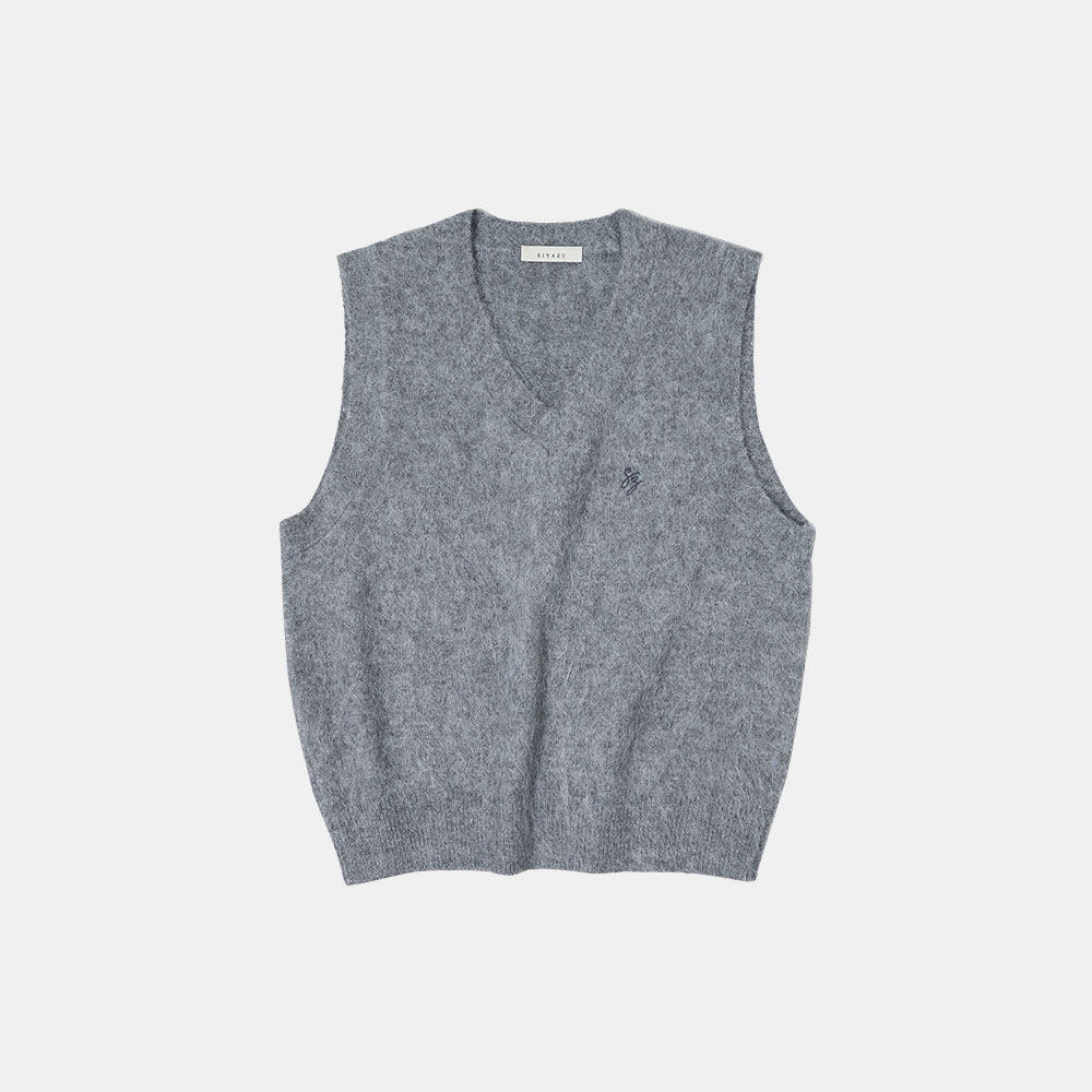 SIKN2038 overfit mohair knit vest_Melange gray