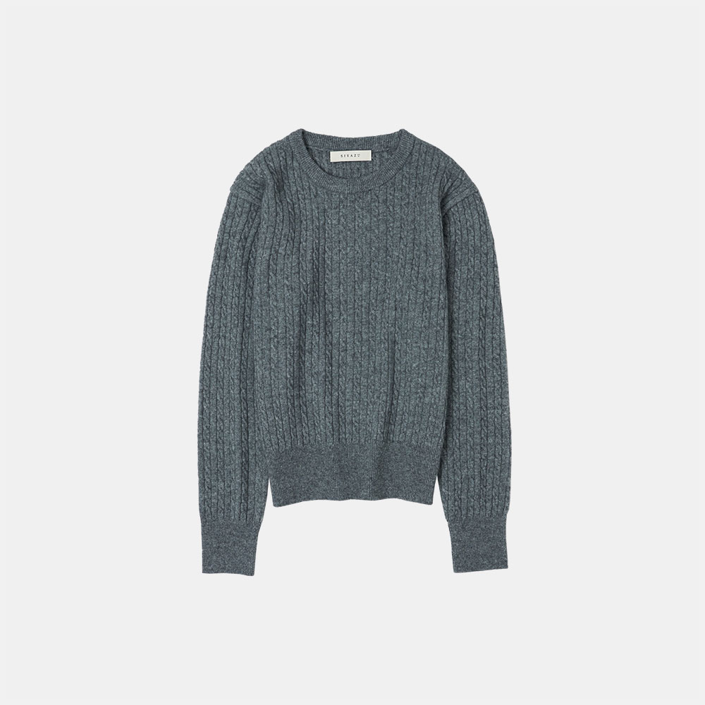 SIKN2041 cashmere blend cable knit_Melange charcoal